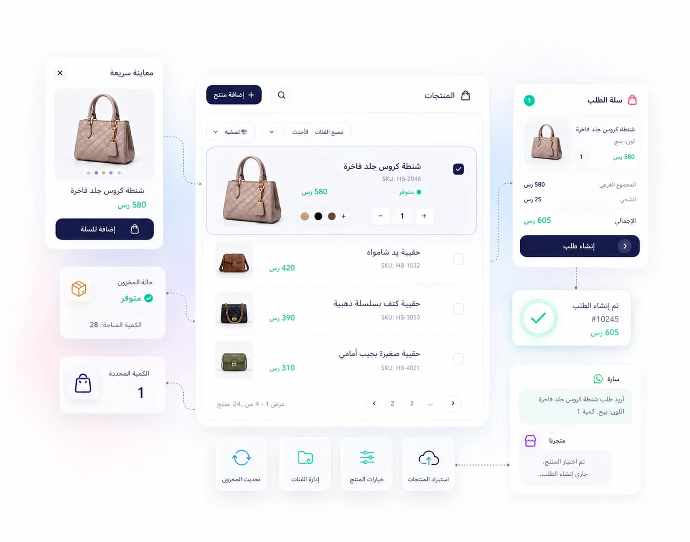 كتالوج المنتجات وتحويل المنتج إلى طلب